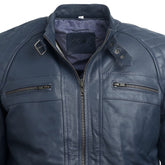Men’s Blue Leather Jacket – Classic and Timeless.